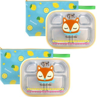 클린식판 방수파우치 2세트, 식판(2개)+가방(2개), 블루