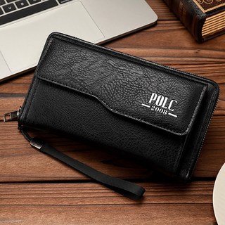 男士長款錢包商務手拿包男pu多卡位錢夾大容量便攜手機包新款
