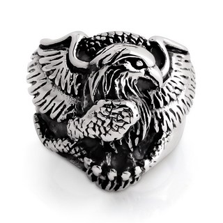 GIUMKA 白鋼戒指 黑鷹 個性潮流中性款 MR08009