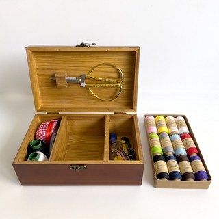 원목 바느질 반짇고리 바느질 봉제 옷수선 손바늘 세트01, 민들레, 1세트