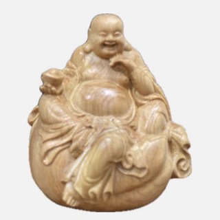 木雕彌勒佛像 招財進寶 居家擺飾 藝術收藏, 木雕 彌勒佛 尺寸 6.3*7 (公分), 1個