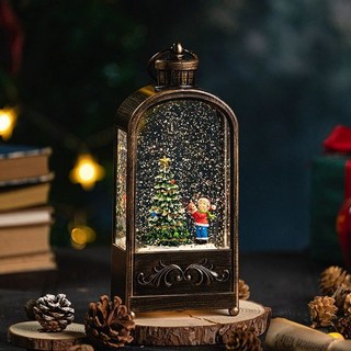 이바고 크리스마스 눈사람 장식 트리 산타 오르골 인테리어 소품 선물, 1개, 짧은 평면 항아리 크리스마스 트리