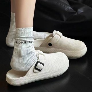 【新款勃肯】新款包頭拖情侶外穿厚底防滑防臭防水懶人一腳蹬, B860黑色普通版本,39 標準碼