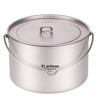 山道具屋 鈦工匠 Ti artisan Ta8320BH 純鈦2.8L 加大料理湯鍋 吊鍋 露營鍋具, 1個, Ta8320BH(2800ml)