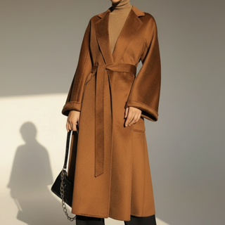 핸드메이드 캐시미어100코트 지블링 숄카라 카멜코트 벨티드 여성겨울코트