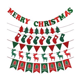 크리스마스 펠트 가랜드 모음 장식 소품 홈파티, 선택2) 삼각형, 1개