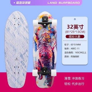 中魅陸地衝浪板S6滑板，男女成人初學者適用，免蹬地專業兒童滑板, 繽紛大象