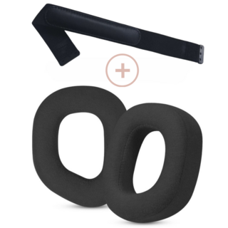 비브랜드 커세어 Corsair HS80 호환 헤드폰 이어패드 교체형 귀마개+헤드 쿠션 세트, 블랙, 1개