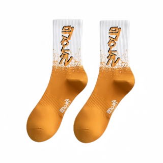 SALOTA 運動襪 中筒 籃球襪 純棉 透氣 舒適, 黃色, 均碼