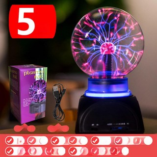 핫딜러쉬 플라즈마볼대형 심리치료 유아과학실험키트, 5인치 블루라이트 링