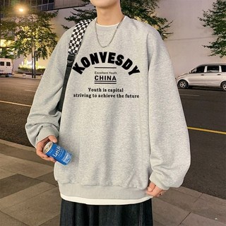 圓領加絨加厚衛衣男士女士通用2024年秋冬季新款港風復古潮流寬鬆