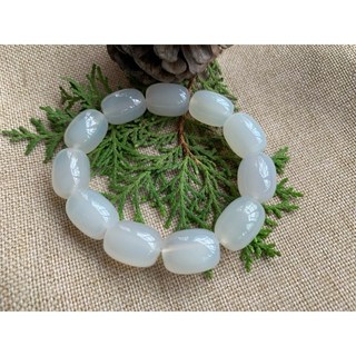 畫意坊 白玉髓 白瑪瑙手串 天然白玉髓18mm*12mm 桶珠, 1個, 款式1