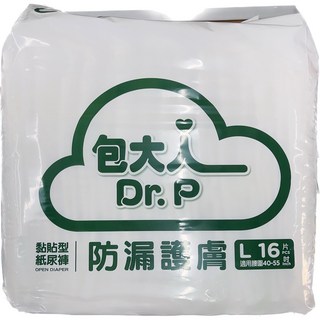 包大人 Dr.P 黏貼型紙尿褲 L 16片 (適用腰圍40-55英吋) 防漏護膚, 4包