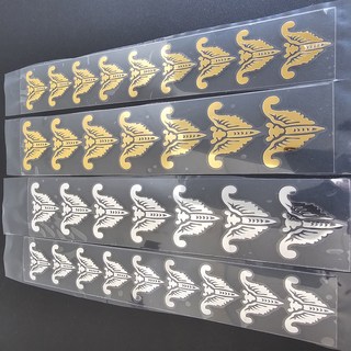 이로나 한복 전사지 전통문양 열전사 스티커 금박 은박 박쥐문, 1세트, 박쥐문 은박 4.5cm/7개