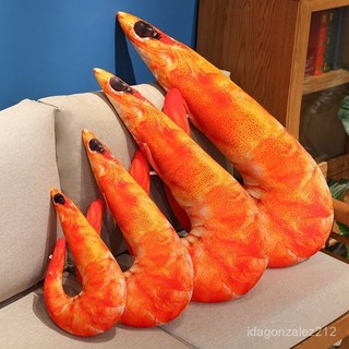 臺灣出貨 創意大蝦抱枕毛絨玩具公仔龍蝦鉗子玩偶家居靠枕男生布偶娃娃 HWP0, 油炸香酥蝦尾,100cm（1kg）, 1個