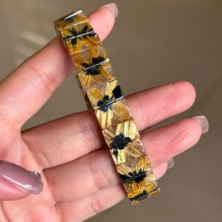 頂級太陽花對排鈦晶花手排 鈦金水晶飾品 能量手鍊