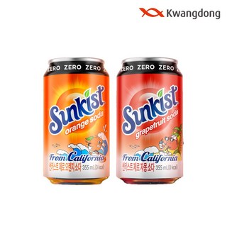 [광동직영] 썬키스트 ZERO 제로 자몽소다 355ml 24캔 + ZERO 제로 오렌지소다 355ml 24캔, 48개