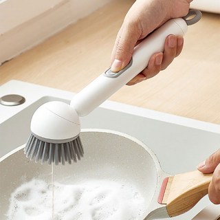 클로버 테크 세제 일체형 다용도 용기 세척 브러쉬, 1개, 화이트