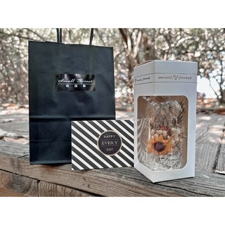 Small Forest 微森林 乾燥花燈瓶 迷你花束禮物 情人節生日畢業婚禮小物 附禮盒禮袋卡片, 禮盒+禮袋+卡片(不含花罐)