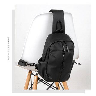 防水斜挎胸包 側背包 大容量 男女運動單肩包, 黑色《A款》