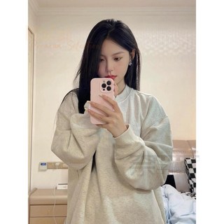 嘉義出貨 圓領純色大學T衛衣 女 長袖 薄款 韓系上衣