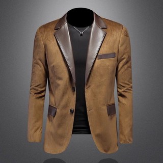 好評優選【高品質】經典棕色係商務款男西裝修身版型男士西裝百搭時尚外套款式男士時尚休閒西裝抗皺舒適材質款男士西服外套