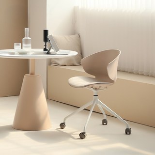 北歐現代簡約靠背椅子 可旋轉辦公椅 家用書房電腦椅 餐椅 書桌椅 可移動學習座椅, 1個, 黑色,鋁合金腳 固定扶手