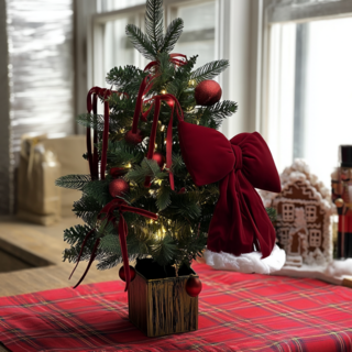 소곤 크리스마스 시그니처 벨벳 리본 미니트리 풀세트, 레드 리본