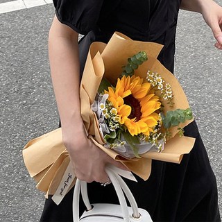 皇運之家百貨店 嚮日葵仿真花束 畢業禮物 送同學朋友老師 長輩生日禮物, 1個, 單隻向日葵+雛菊