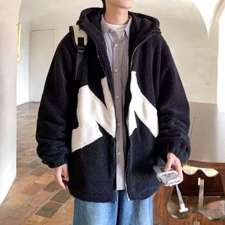 男士羊羔絨連帽加厚保暖外套