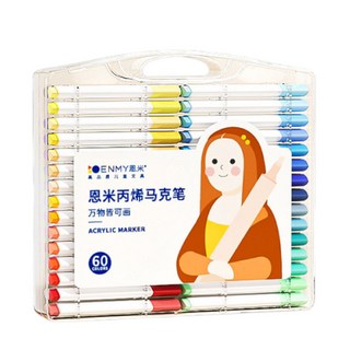 ENMY 恩米 丙烯馬克筆 60色套裝 萬物皆可畫 水性彩繪筆, 1個, 單頭, 60組