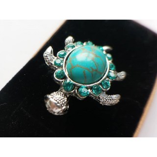 來自海洋你 天然綠松石海龜女生戒指 正韓