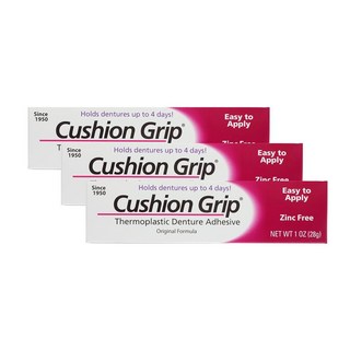 Cushion Grip 쿠션 그립 열가소성 플라스틱 의치 접착제 28g, 3개