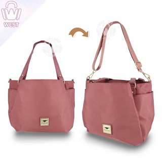 mizzue 多層托特包 厚磅尼龍 輕巧斜背包 側背包 防水女包 肩背包 韓版 多色可選, 藕粉(乾燥玫瑰粉)#59912-2