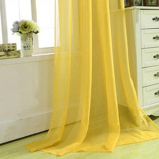 거실 부엌에 대 한 단색 Sheer Voile 커튼 창 노란색 Tulle 패브릭 처리 Cortinas 사용자 지정 WP184, 09 W150CM X H265CM(1PC), 02 Grommet Top(Ring), 02 Yellow Tulle