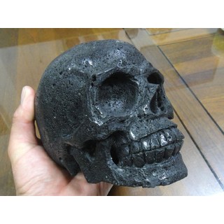 能量礦石火山熔岩雕刻骷髏頭，2319公克，獨特造型擺飾