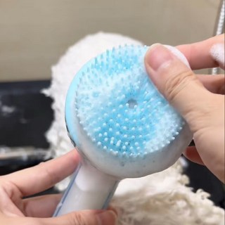 달링펫 강아지 샴푸 브러쉬 원터치 실리콘 목욕 빗, 1개, 스카이블루