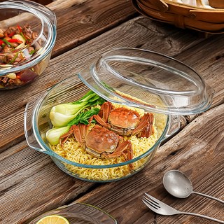 오븐 전자레인지 계란찜 찜기 내열 유리용기 4size, 베른 내열유리찜기, 1개, 베른 내열유리찜기 원형1500ml