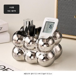 미드센추리 소품 각티슈 세라믹 펌핑 휴지 상자, 마시멜로 보관함 - 실버, 1개