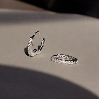 헬렌 실버 큐빅 링 원터치 귀걸이 6mm 8mm 10mm