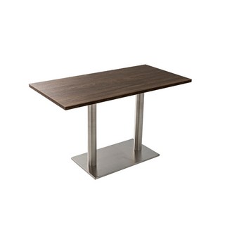 防潮塑合板餐桌 咖啡店桌椅/咖啡桌/方桌/圓桌/休閒桌/洽談桌, 不鏽鋼雙柱+胡桃(120*60公分)