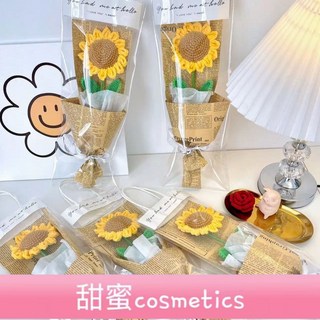 甜蜜cosmetics 畢節季手工編織向日葵花束毛線花 畢業/教師節禮物 溫馨家居擺飾, 1個, 嚮日葵【成品髮貨】無包裝,成品髮貨【咖色】單支裝