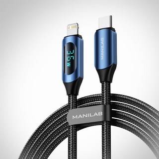 마니랩 정품 아이폰 36W 고속충전 PD케이블/LED 디스플레이/USB C타입 to 라이트닝/20W 호환, 0.5m, 1개