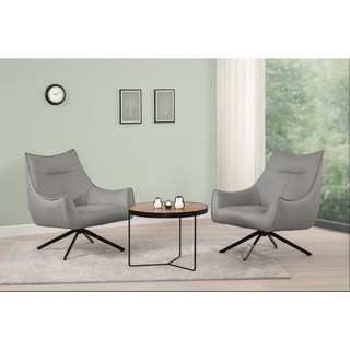 賀雅家居 艾利安休閒椅 (灰色皮) 躺椅沙發 皮革單人沙發 租房沙發 椅子 質感北歐風 台灣製造 工廠直營, 1個