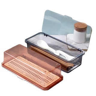 透明瀝水餐具收納盒 - 分格筷子湯匙刀叉收納盒, 透灰, 1個