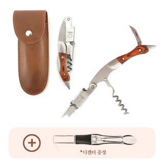 원목 우드 와인오프너 소믈리에나이프 코르크스크류 케이스 디캔터 포함, 파카우드+디캔터, 1개