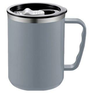 304不鏽鋼咖啡隨行杯，密封防燙不鏽鋼馬克杯，保溫杯，咖啡杯，隨行杯，吸管杯，環保杯，茶杯，水杯, 03.灰色, 1個, 500ml