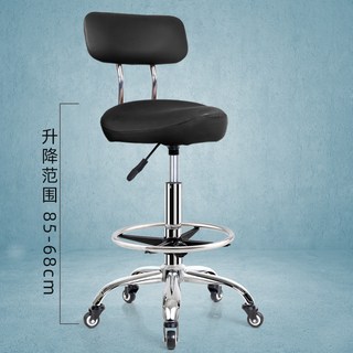 廠家直銷 吧台椅 加高款椅子 靠背升降椅 旋轉椅 附萬向輪 理髮師凳子 廚房炒菜做飯椅 收銀前台專用剪髮椅高腳, 1個, 新 黑色+靠背+ 腳踏 68-85cm