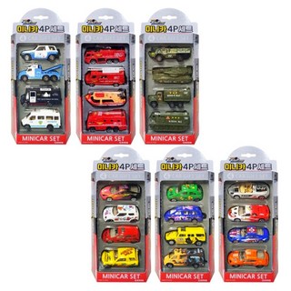 세계유통-다이캐스팅 미니카 4P 세트 (스타일랜덤), 1개
