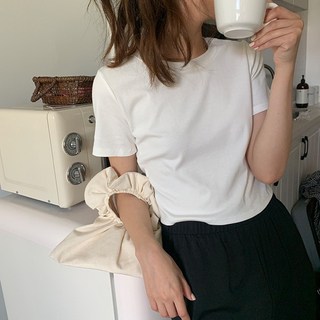 韓版短袖短版上衣 白素T 甜辣風 短版上衣短袖 夏季女裝 短版T恤女
